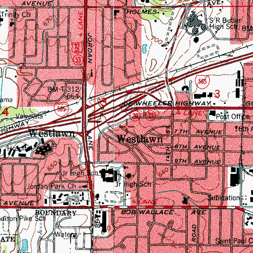 Topographic Map of Robe Park, AL