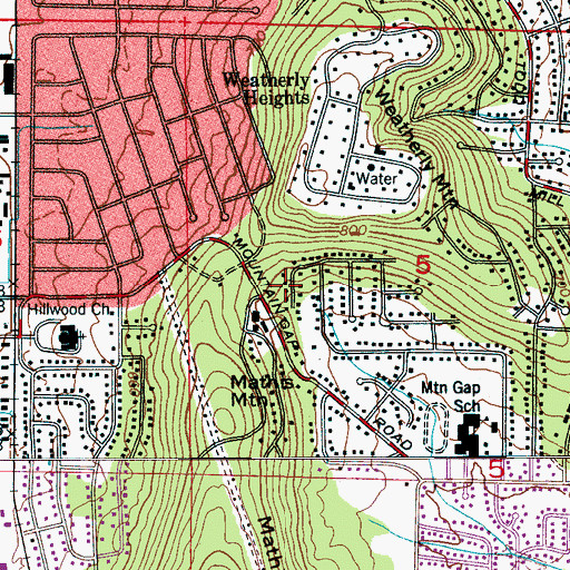 Topographic Map of Rocky Top Estates, AL