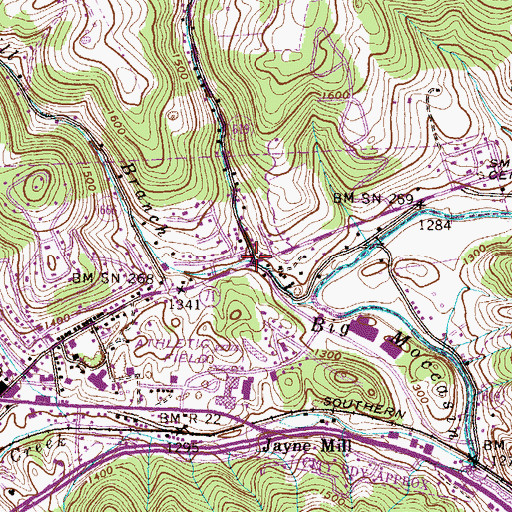 Topographic Map of Pike, VA