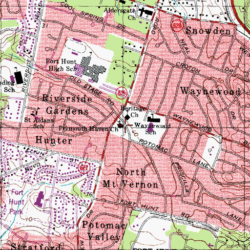 Topographic Map of Plymouth Haven Church, VA