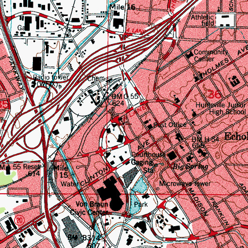 Topographic Map of Second Cumberland Presbyterian Church, AL