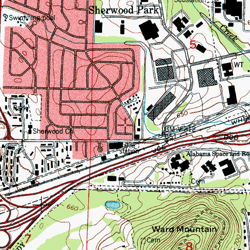 Topographic Map of Sherwood Plaza Shopping Center, AL