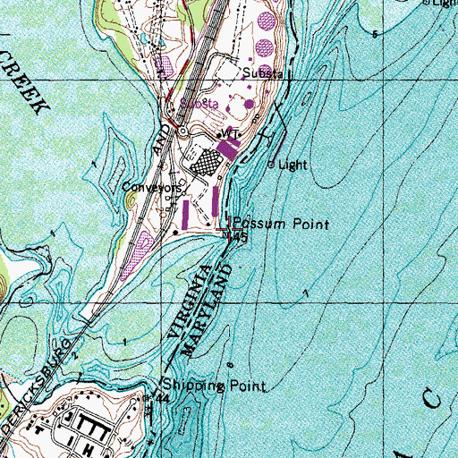 Topographic Map of Possum Point, VA