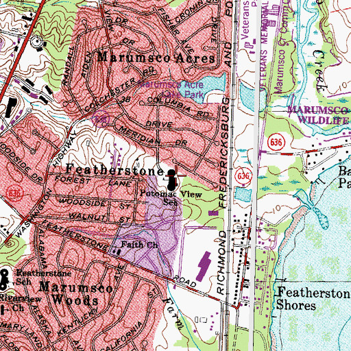 Topographic Map of Potomac View Elementary School, VA