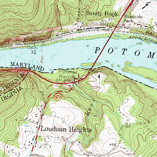 Topographic Map of Potomac Wayside, VA