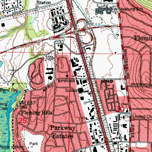 Topographic Map of South Memorial Plaza Shopping Center, AL