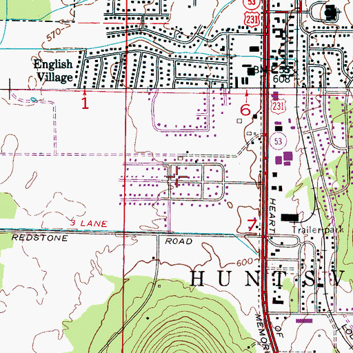 Topographic Map of South Park Estates, AL