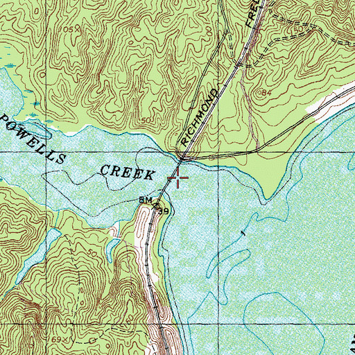 Topographic Map of Powells Creek, VA