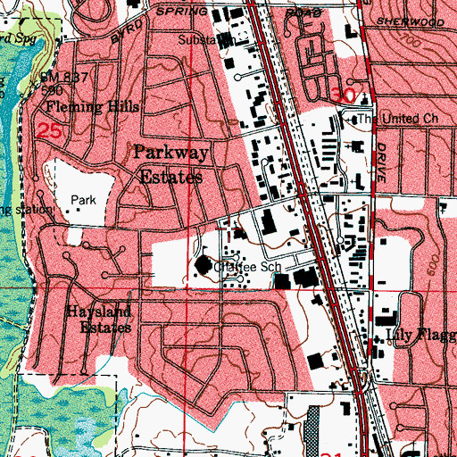 Topographic Map of Southwest Baptist Church, AL