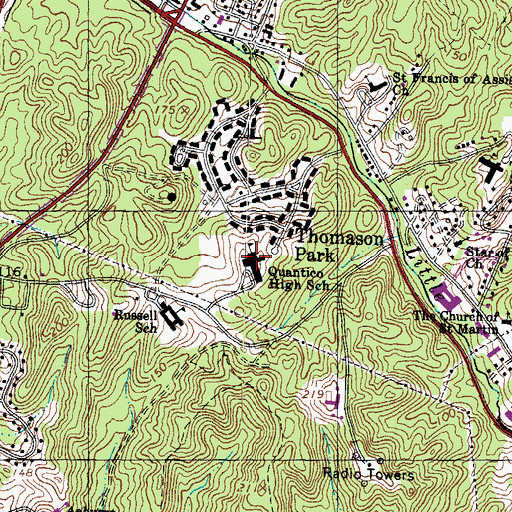 Topographic Map of Quantico Middle / High School, VA