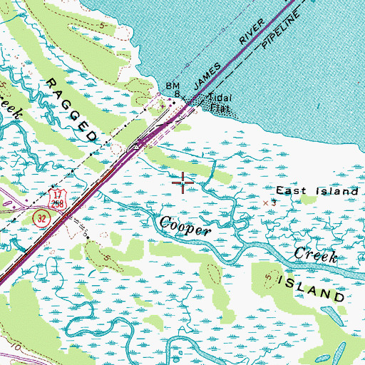Topographic Map of Ragged Island, VA