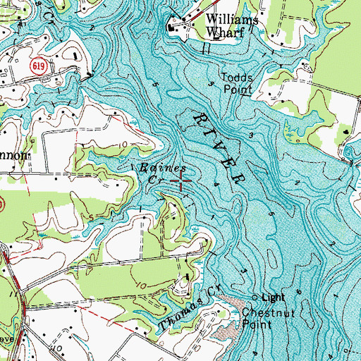 Topographic Map of Raines Creek, VA