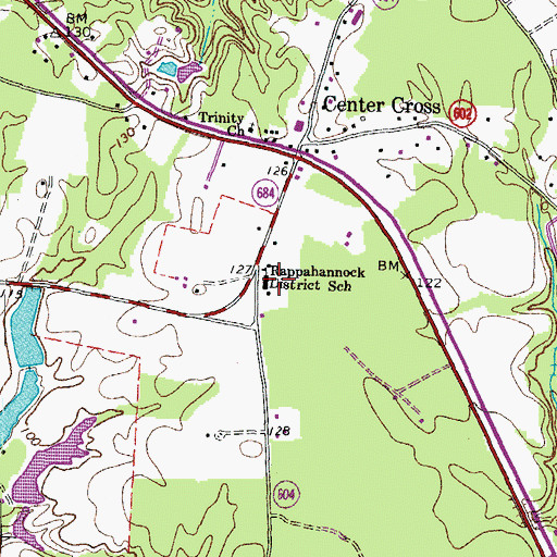 Topographic Map of Rappahannock District School, VA