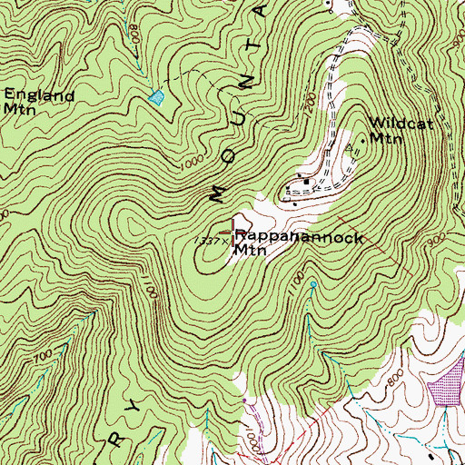 Topographic Map of Rappahannock Mountain, VA