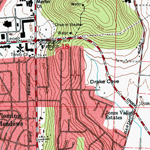 Topographic Map of Tannahill Estates, AL