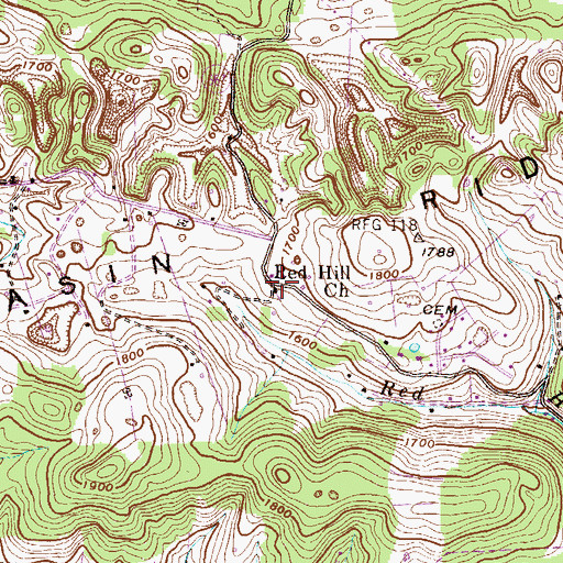 Topographic Map of Red Hill Church, VA