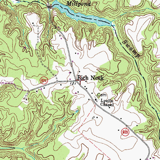Topographic Map of Rich Neck, VA