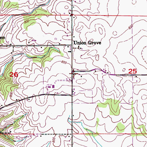 Topographic Map of Union Grove Church, AL