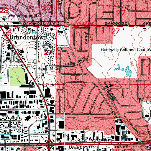 Topographic Map of Union Park, AL