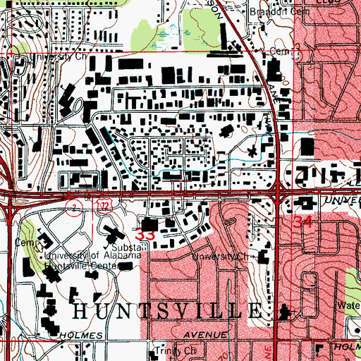 Topographic Map of University Plaza Shopping Center, AL