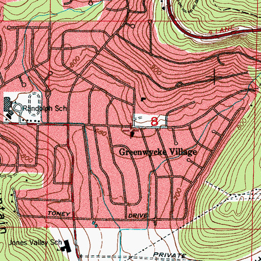 Topographic Map of Valley Methodist Church, AL