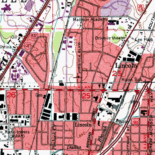 Topographic Map of Virginia Boulevard Church of God, AL