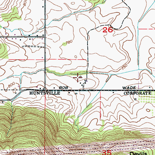 Topographic Map of Wade Cemetery, AL