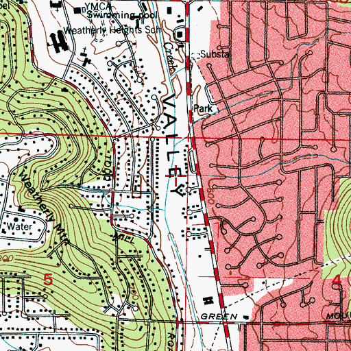 Topographic Map of Weatherly Cove Branch, AL