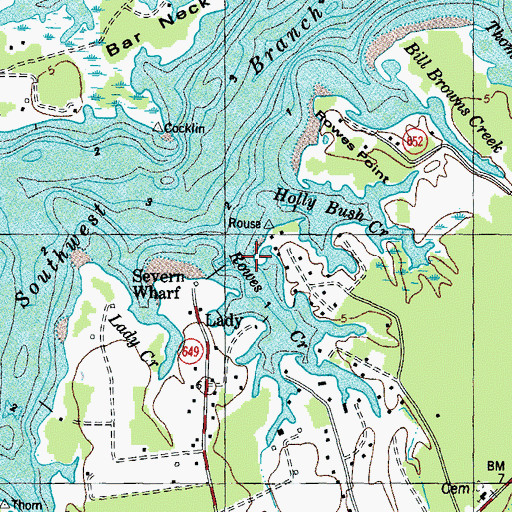 Topographic Map of Rowes Creek, VA