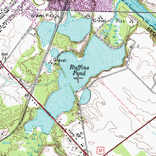 Topographic Map of Ruffins Pond, VA
