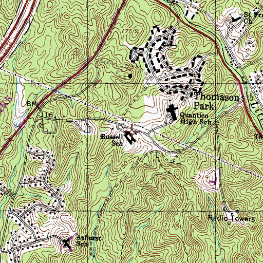Topographic Map of John H Russell Elementary School, VA