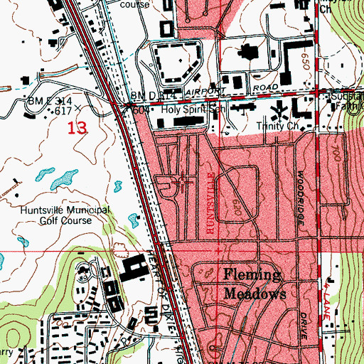 Topographic Map of Westbury, AL