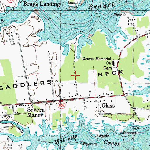 Topographic Map of Saddlers Neck, VA