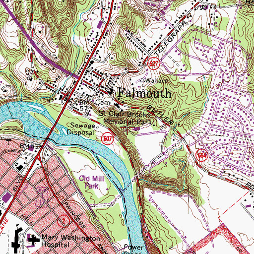 Topographic Map of Saint Clair Brooks Memorial Park, VA