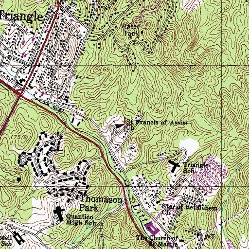 Topographic Map of Saint Francis of Assisi Church, VA