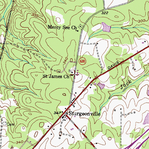 Topographic Map of Saint James Church, VA