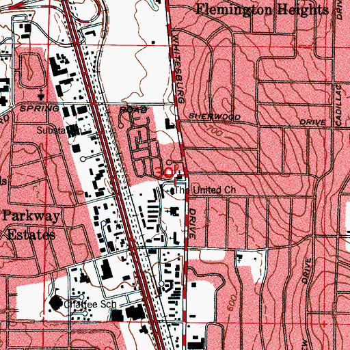 Topographic Map of Whitesburg Church of God, AL