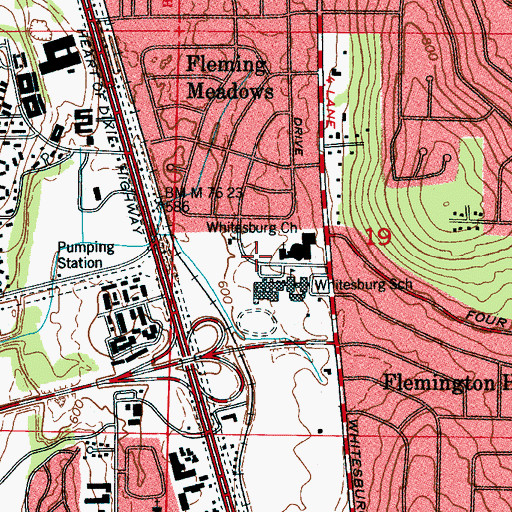 Topographic Map of Whitesburg Park, AL