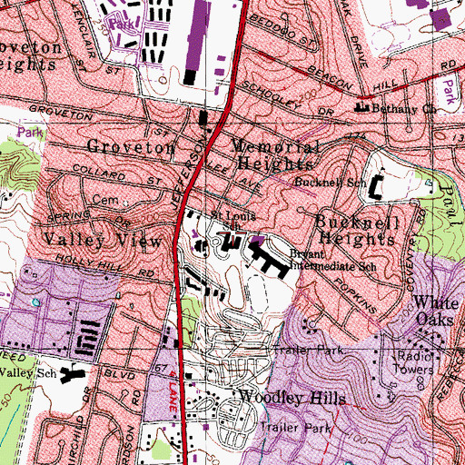 Topographic Map of Saint Louis Catholic School, VA