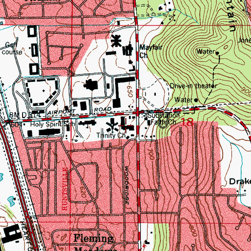 Topographic Map of Whitesburg Plaza Shopping Center, AL
