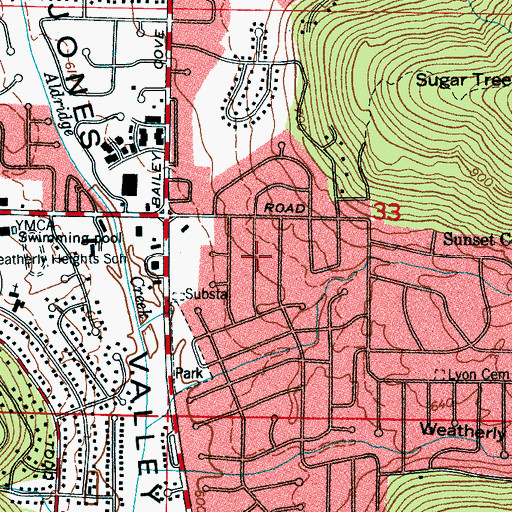 Topographic Map of Willow Bend, AL