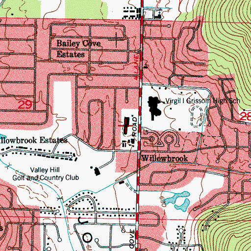 Topographic Map of Willowbrook Square Shopping Center, AL