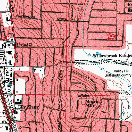 Topographic Map of Willowbrook Village Shopping Center, AL
