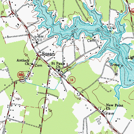 Topographic Map of Saint Pauls Church, VA