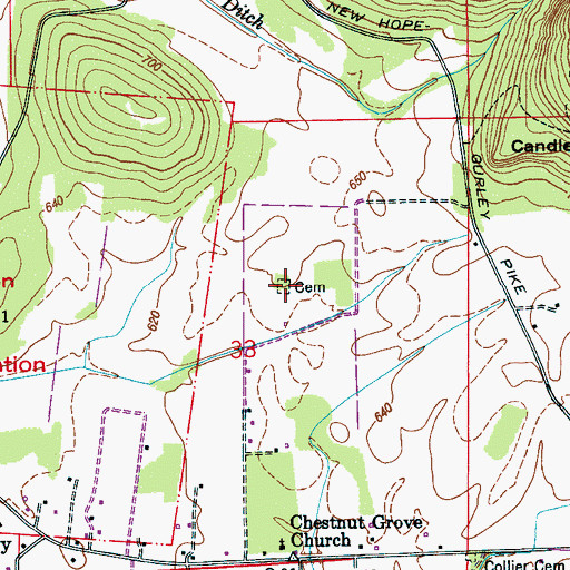 Topographic Map of Wright Cemetery, AL