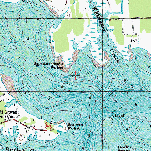 Topographic Map of School Neck Point, VA