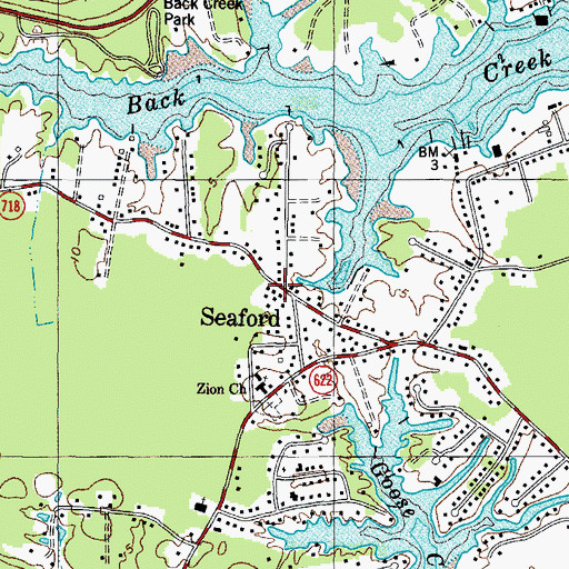 Topographic Map of Seaford, VA