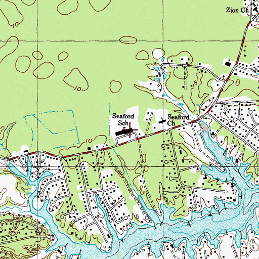 Topographic Map of Seaford Elementary School, VA