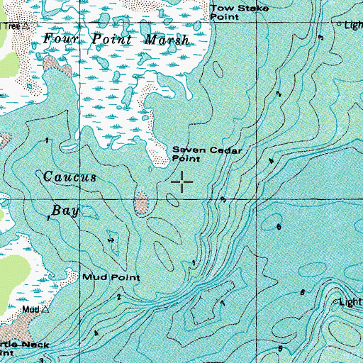 Topographic Map of Seven Cedar Point, VA