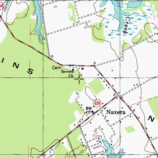 Topographic Map of Severn Church, VA